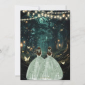 Enchanted Forest Sage Green Twins Quinceañera Kaart (Achterkant)