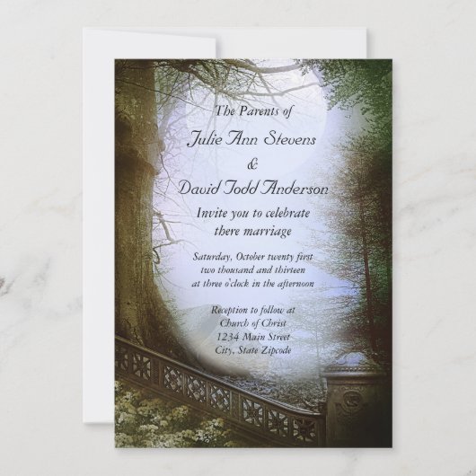 Enchanted Forest Scene Wedding Kaart (Voorkant)