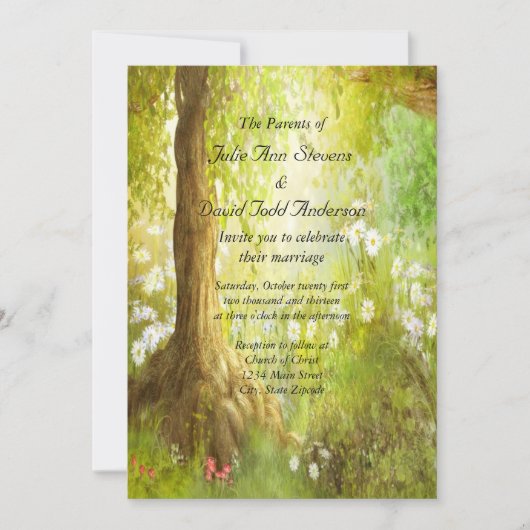 Enchanted Forest Scene Wedding Kaart (Voorkant)