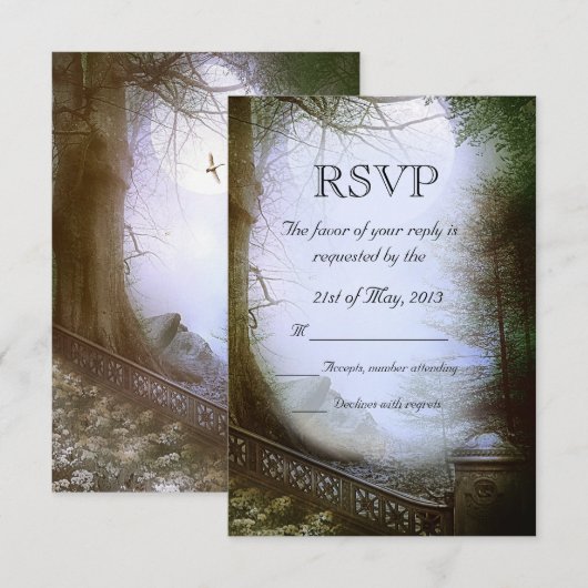 Enchanted Forest Scene Wedding RSVP (Voorkant / Achterkant)