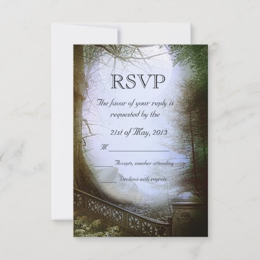 Enchanted Forest Scene Wedding RSVP Kaartje (Voorkant)