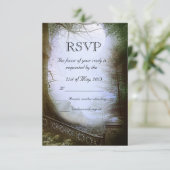 Enchanted Forest Scene Wedding RSVP Kaartje (Staand voorkant)