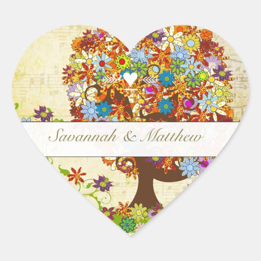 Enchanted Forest Side Branch Wedding Hart Sticker (Voorkant)