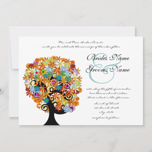 Enchanted Forest Side Branch Wedding Invitations Kaart (Voorkant)