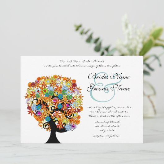 Enchanted Forest Side Branch Wedding Invitations Kaart (Staand voorkant)