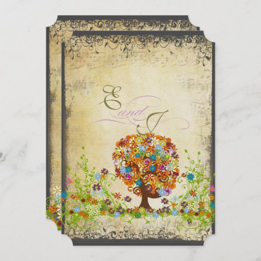 Enchanted Forest Side Branch Wedding Invitations Kaart (Voorkant / Achterkant)