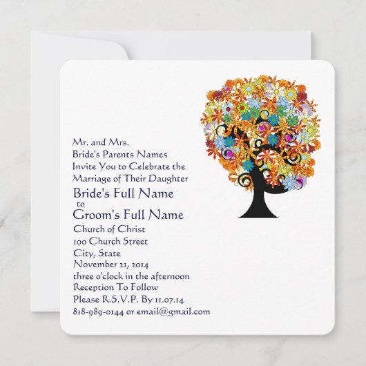 Enchanted Forest Side Branch Wedding Invitations Kaart (Voorkant)
