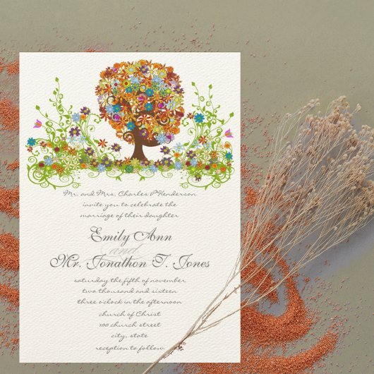 Enchanted Forest Side Branch Wedding Invitations Kaart