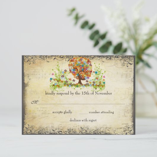 Enchanted Forest Side Branch Wedding Invitations Kaart (Staand voorkant)
