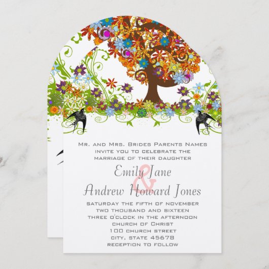 Enchanted Forest Side Branch Wedding Invitations Kaart (Voorkant / Achterkant)