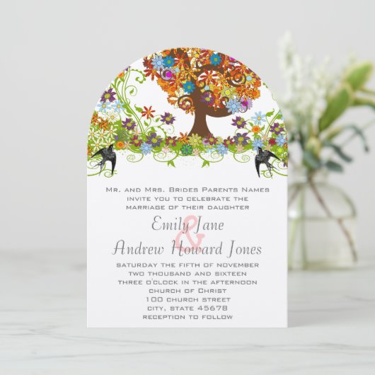 Enchanted Forest Side Branch Wedding Invitations Kaart (Staand voorkant)