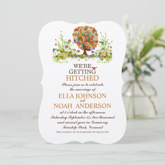 Enchanted Forest Side Branch Wedding Invitations Kaart (Staand voorkant)