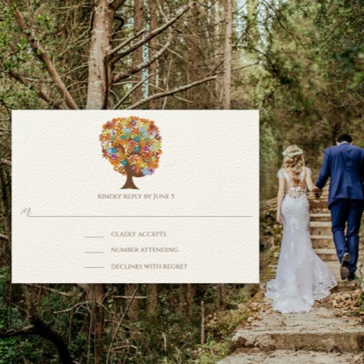 Enchanted Forest Side Branch Wedding Invitations RSVP Kaartje