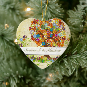 Enchanted Forest Side Branch Wedding Keramisch Ornament