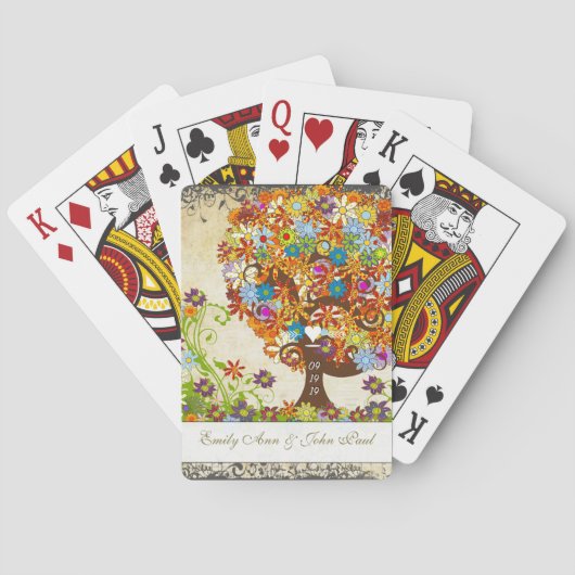 Enchanted Forest Side Branch Wedding Pokerkaarten (Achterkant)