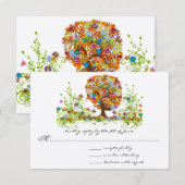 Enchanted Forest Side Branch Wedding RSVP Kaart (Voorkant / Achterkant)