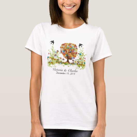 Enchanted Forest Side Branch Wedding T-shirt (Voorkant)