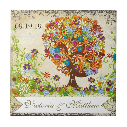 Enchanted Forest Side Branch Wedding Tegeltje (Voorkant)