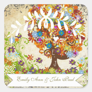 Enchanted Forest Side Branch Wedding Vierkante Sticker