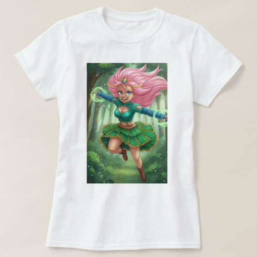 Enchanted Forest Sprint – Anime Fantasy Character T-shirt (Design voorkant)