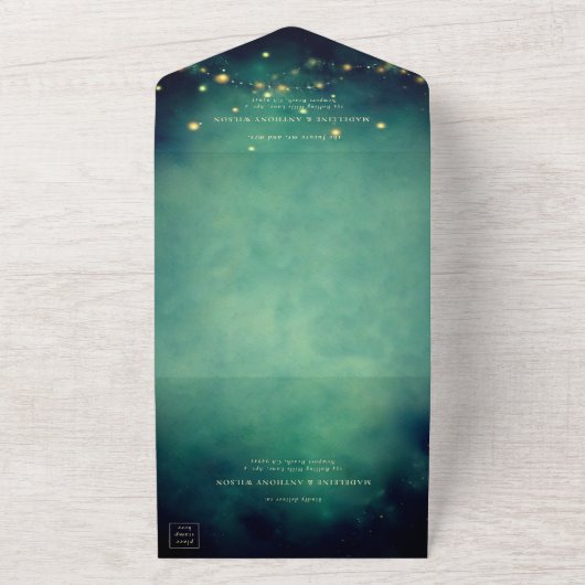 Enchanted Forest Sprookjesachtig groen gouden brui All In One Uitnodiging (Buitenkant)