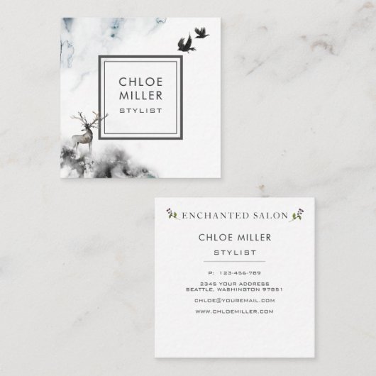 Enchanted Forest Square Visitekaartje Stag (Voorkant / Achterkant)