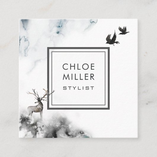 Enchanted Forest Square Visitekaartje Stag (Voorkant)