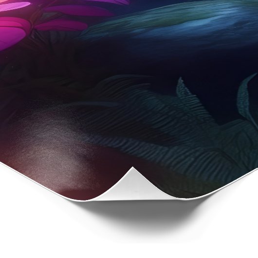 Enchanted Forest Stream - Glowing Flowers Fantasy Perfect Poster (Hoek)