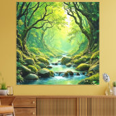 Enchanted Forest Stream-ontwerp Canvas Afdruk (Insitu (Woonkamer))