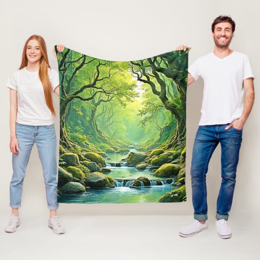 Enchanted Forest Stream-ontwerp Fleece Deken (In situ)
