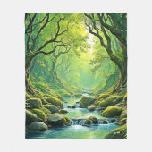 Enchanted Forest Stream-ontwerp Fleece Deken (Voorkant)