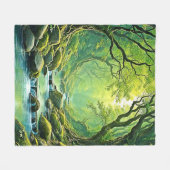 Enchanted Forest Stream-ontwerp Fleece Deken (Voorkant (Horizontaal))
