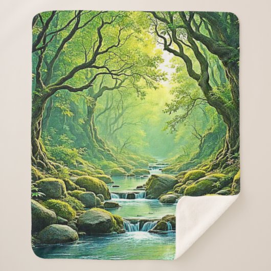 Enchanted Forest Stream-ontwerp Sherpa Deken (Voorkant)