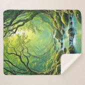 Enchanted Forest Stream-ontwerp Sherpa Deken (Voorkant (horizontaal))