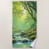 Enchanted Forest Stream-ontwerp Strandlaken (Voorkant)