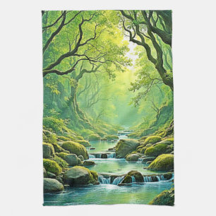 Enchanted Forest Stream-ontwerp Theedoek