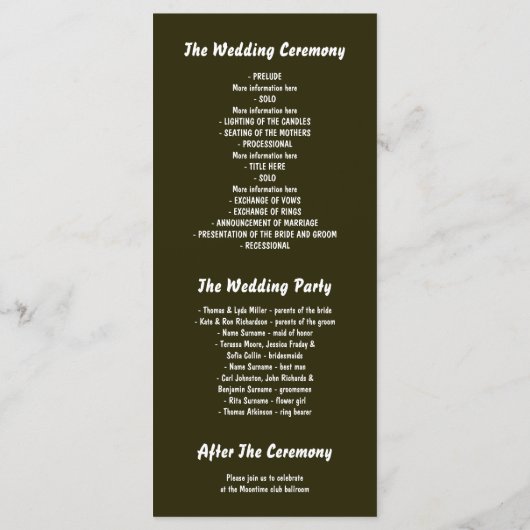 Enchanted Forest String Lights huwelijksprogramma' Programmakaart (Achterkant)