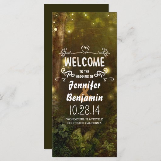 Enchanted Forest String Lights huwelijksprogramma' Programmakaart (Voorkant / Achterkant)