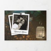 Enchanted Forest String Lights Lantaarn Wedding Drieluik Uitnodiging (Cover)