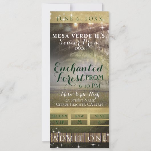 Enchanted Forest String Lights Prom VIP Ticket Kaart (Voorkant)
