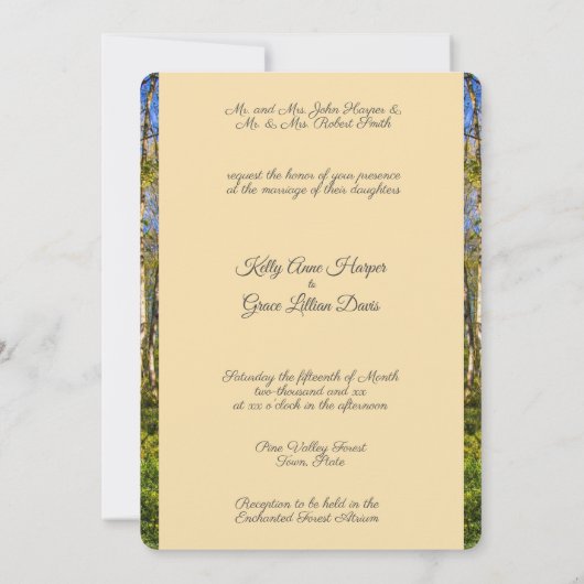 Enchanted Forest String Lights Wedding Invitation Kaart (Achterkant)