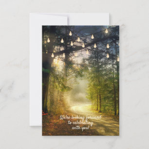 Enchanted Forest String Lights Wedding RSVP-kaart Kaart