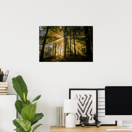 Enchanted Forest Sun Rays 1 Poster (Thuiskantoor)