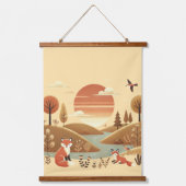 "Enchanted Forest Sunset - een prachtige muurkunst Hangend Wandkleed (Voorkant)