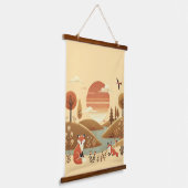 "Enchanted Forest Sunset - een prachtige muurkunst Hangend Wandkleed (Gebogen)