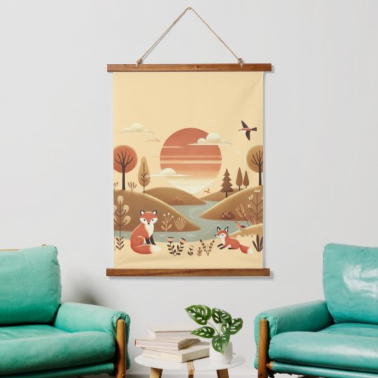 "Enchanted Forest Sunset - een prachtige muurkunst Hangend Wandkleed (Woonkamer)