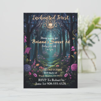 Enchanted Forest Sweet 16 Invitation Kaart