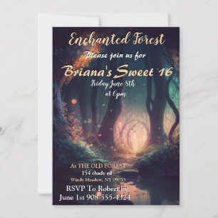 Enchanted Forest Sweet 16 Invitation Kaart