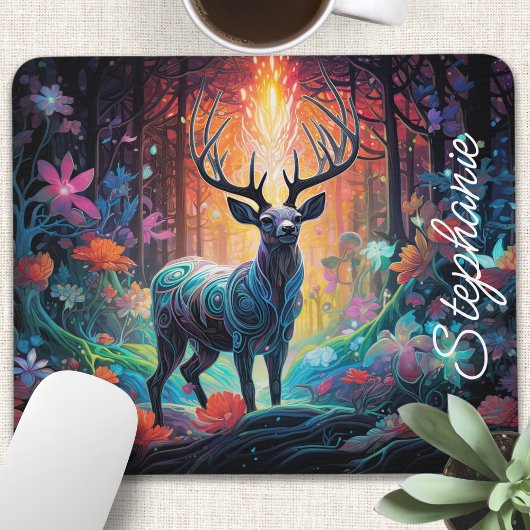 Enchanted Forest Swirl Herten gepersonaliseerd Muismat