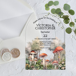 Enchanted Forest Toadstool Storybook Wedding Acryl Uitnodigingen